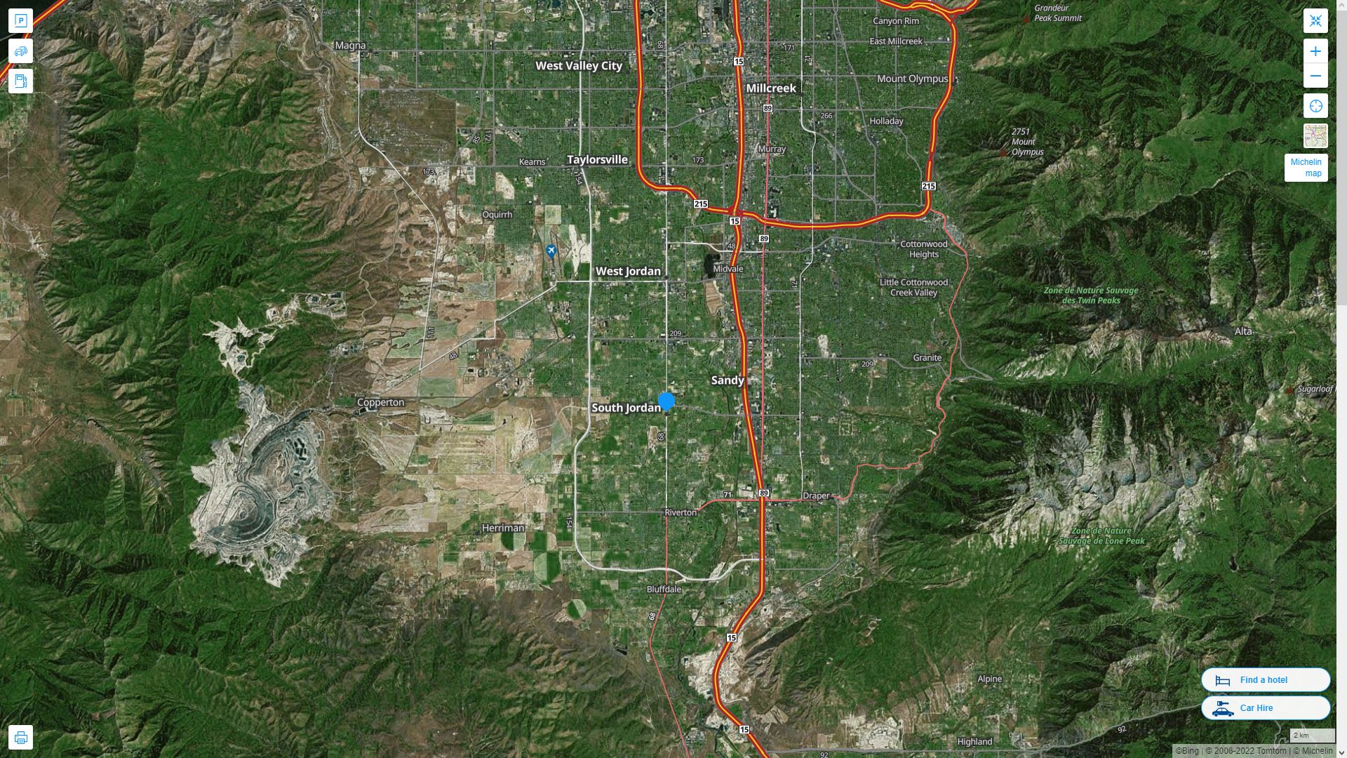 South Jordan Utah Highway and Road Map with Satellite View